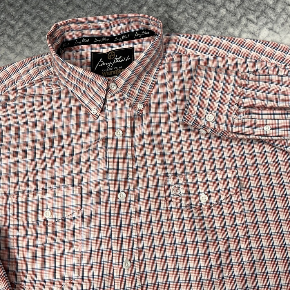 Wrangler George Strait Shirt Mens 2XLT Red White Blue Check Western‎ Cowboy